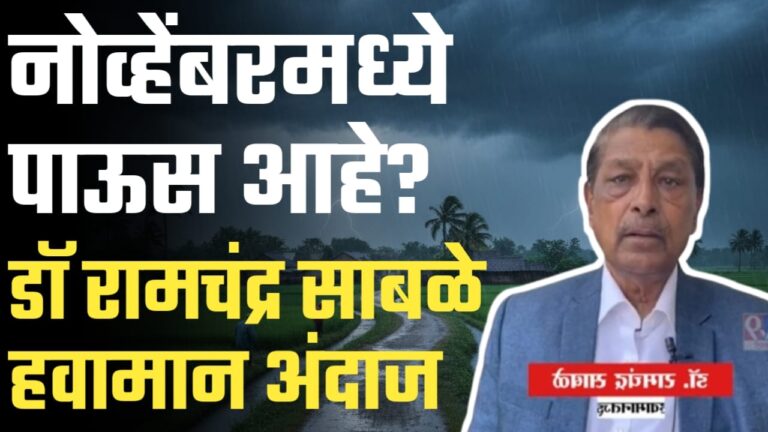 डॉ रामचंद्र साबळे अंदाज ; नोव्हेंबर मध्ये कसे राहणार हवामान अंदाज पहा.