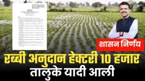 अतिवृष्टी अनुदान योजना: हेक्टरी ₹10,000..तालूके यादी पहा.